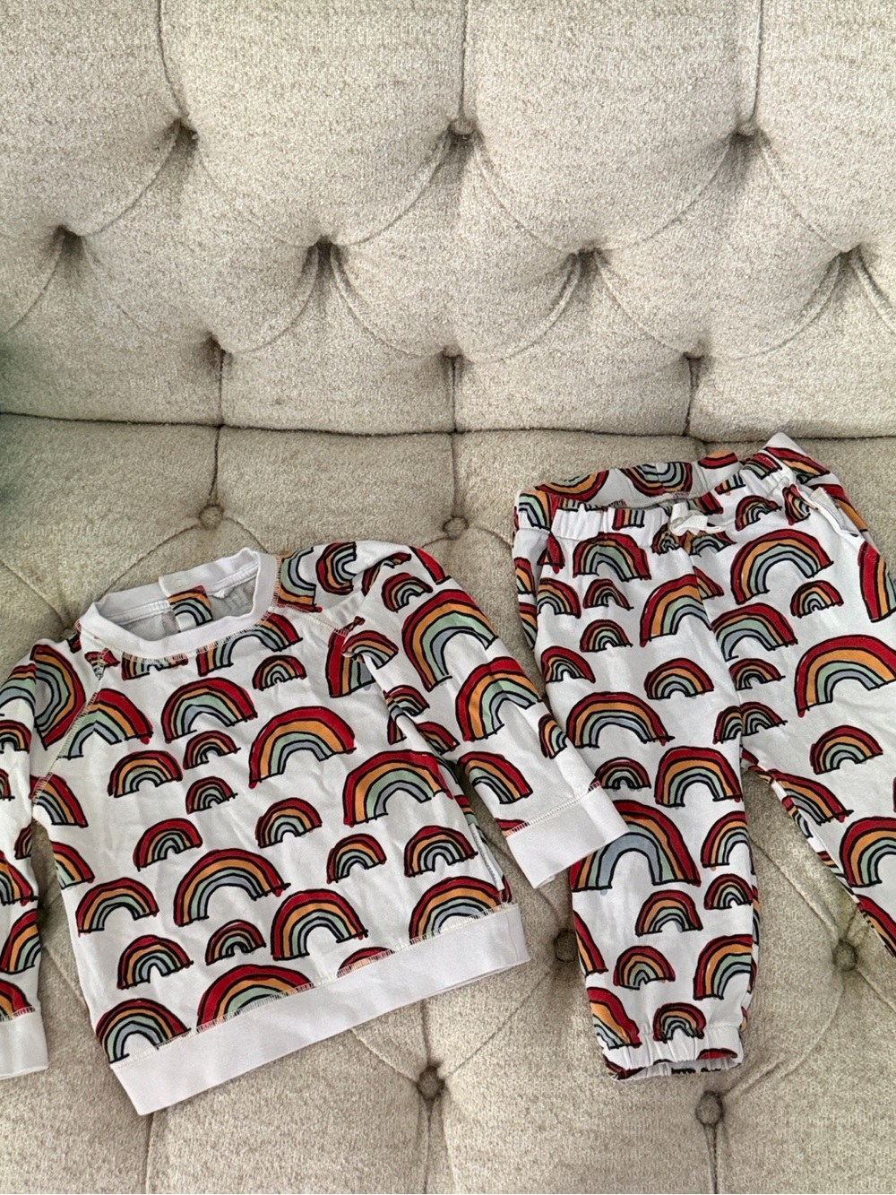 Stella McCartney Kids White Rainbow Print Pajama Set